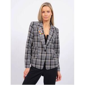Central Park West Jax Plaid Jacket w/ Pins in Size XS